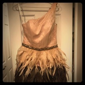 Jovani Cocktail Feather Dress with Jewel Adornment